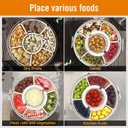 Small Divided Rotating Serving Tray with Lid and Handle,Portable Snackle Box Container,Spinner Organizer and Storage for Adults,Child,Fruits,Candy,Nuts,Veggie,Charcuterie,Snacks,Picnic,Travel, Party (White)