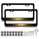 Golden Light License Plate Frames - 2 Pack Funny License Plate Holder, Aluminum Metal Rust-Proof Waterproof Car Decorative Tag Frame for Standard US 12x6 Inch