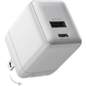 wegear USB C Fast Charging Charger, 30W Dual-Port GaN Nano Charger with Foldable Plug for iPhone 16/15 Series, iPad, Galaxy S24 Ultra and More Series, (White, 1 Pack)
