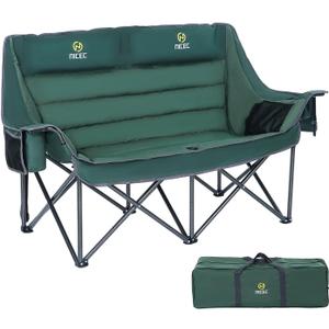Nice C Double Camping Chair, Camping Chairs, Oversized Loveseat Camping Chair, Camping Couch, Loveseat Camping Chair, Double Camping Chair for Adults, Lawn Chairs, Extra Padded with Cup Holder