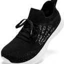 HOBIBEAR Womens Slip On Walking Shoes Mens Comfortable Lightweight Sneakers Grey, 7 Wide Women/6 Wide Men