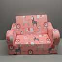 Pink Kids Sofa, 2-in-1 Kids Couch Fold Out, Convertible Sofa to Bed for Girls and Boys