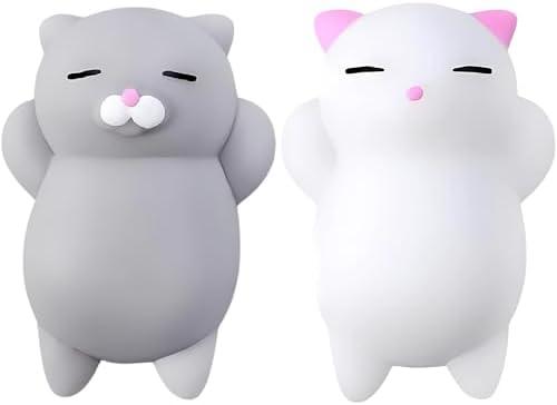 Nutty Toys Squishy Cat Set - 2" Soft Silicone Kawaii Kitties, Top Stress Relief Toy 2026, Unique Kids & Adults Egg Filler Gift Idea, Best Teenage Girl, Teen Boy & Tween Easter Basket Stuffers Present, Pack Of 2