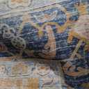 Washable Area Rugs 9x12 Living Room Boho Non Slip Thin Carpet Stain Resistant Vintage Multicolor Printed Oriental Foldable Distressed Rug for Bedroom Indoor House (Skyblue/Apricot/Navy/Ivory)