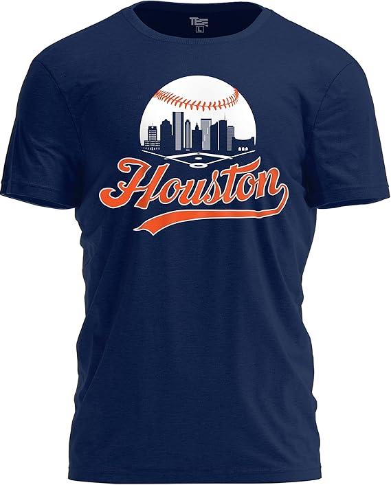 Baseball Shirt Fan Cityscape T-Shirt with Urban Skyline Graphic (Large)