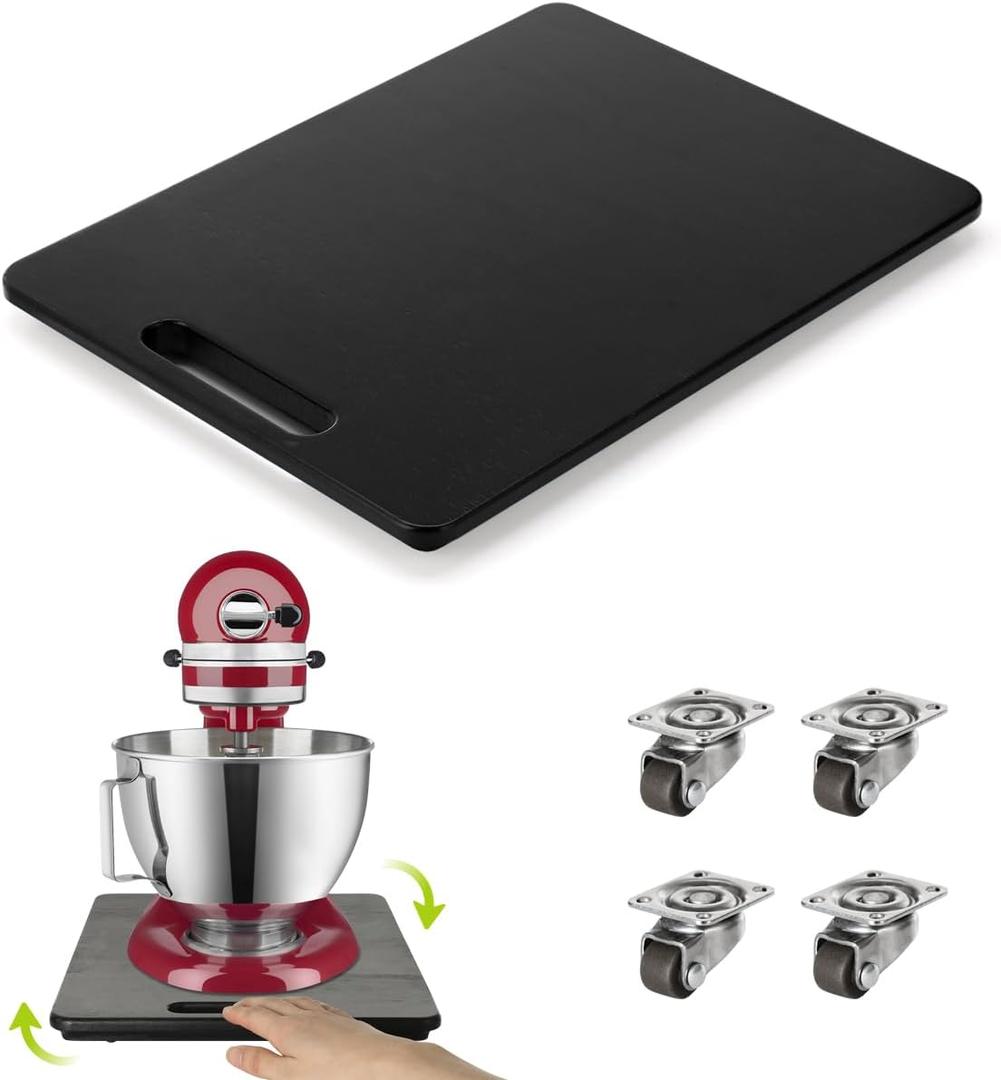 Aieve Appliance Sliding Tray for Kitchen Appliance, Wooden Sliding Tray with Universal Wheel for Coffee Maker, Heavy Duty Slider Tray for Countertop 12"x16"