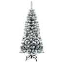 4.5 ft. White Unlit Light Type Flocked Classic Pencil Artificial Christmas Tree 