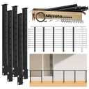 Muzata 16-20ft Side Mount Modular Cable Railing Kit for Decks 36 Inch RW21 5 Level Post Kit with Wire Rope & Cable Railing Hardware, No Handrail, Black Cable Railing System, Length Adjustable, 16-20ft Level Post Kit
