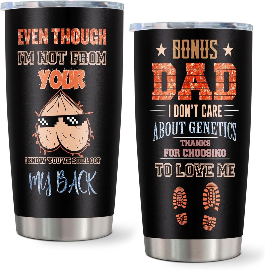 Puvazi Fathers day Tumbler Gifts for Step Dad, Bonus Dad Gifts, StepDad Birthday Gift, Birthday Gift for Stepdad from Daughter, Son, Kids, Stepdad 20 OZ Travel Coffee Mug 1PC
