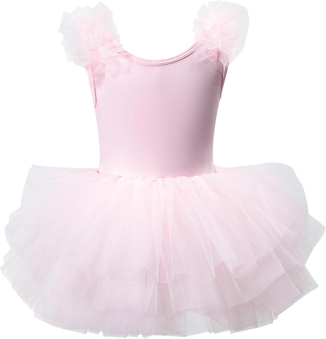 KARETT Toddler Ballet Outfit Sleeveless with Snap Gymnastics Leotards for Girls 1-7Y (Pink)