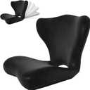 Adjustable Backrest Memory Foam Lumbar Support Pillow,Back Support Cushion for Office Chair,Home, Meditation on Floor,Lower Back Pain Relief,Posture Corrector,Removable Washable Cover(BLACK)
