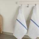 Dark White Ultra Soft Dish Towels  Premium Quality, Soft, Kitchen Towels  Durable for Daily Use in Cooking, Cleaning and More  Ideal for Homes and Professional Kitchens (6, Blue Stripe)