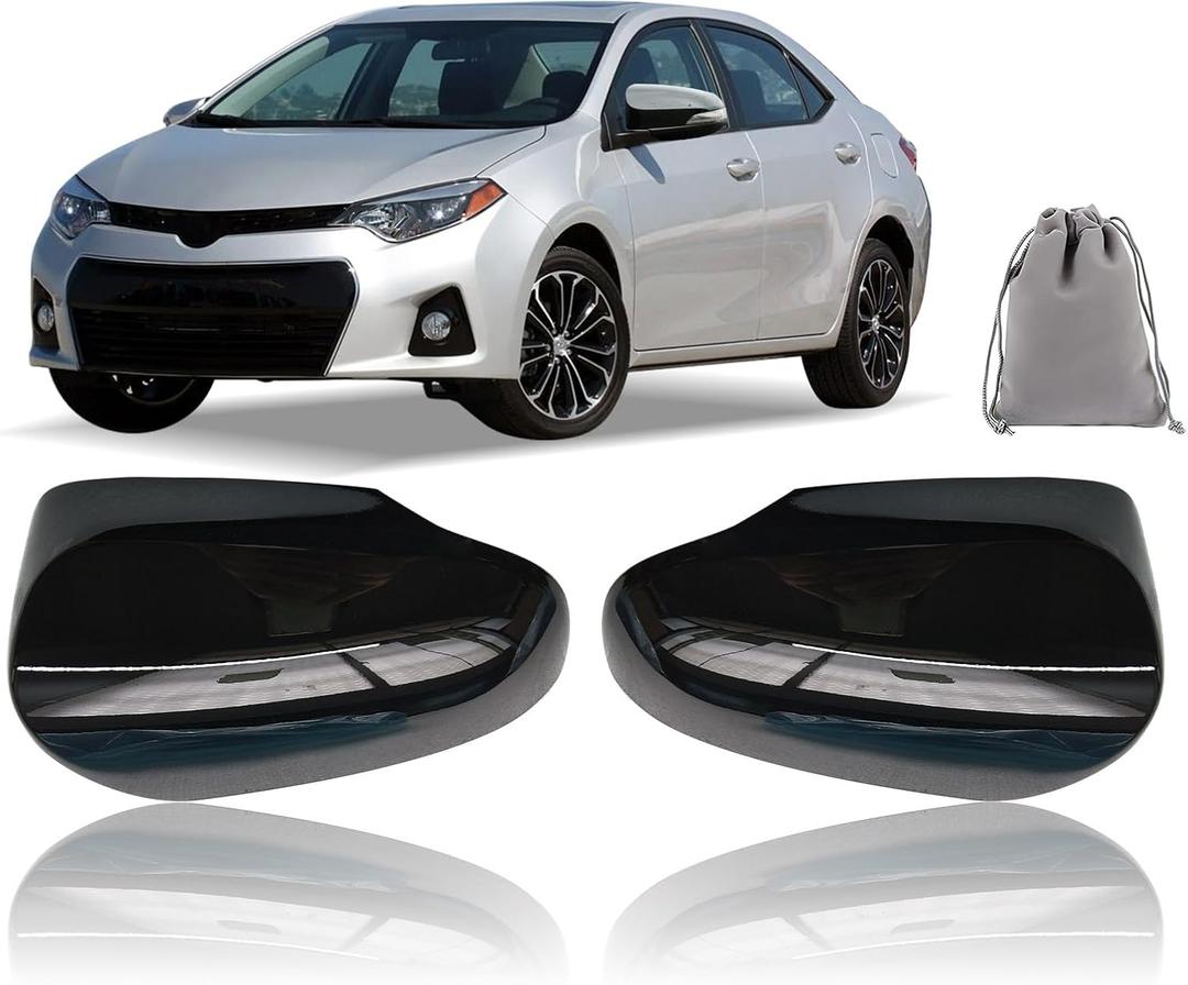 Replacement Mirror Cover Cap for Toyota Corolla 2014-2018,Toyota C-HR 2018-2021,Toyota Avalon 2013-2018,Toyota Venza 2013-2016, 2PCS Side Door View Mirror Covers Caps Clip-on Glossy Black US Model