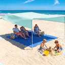 Beach Sun Shade Canopy, Beach Pop up Tent Large Sun Shade Shelter Sail for 8-10 People, Relying On Wind Power Umbrella Lightweight 9.5 Lbs