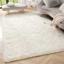 Amearea Premium Soft Fluffy Area Rug Modern Shag Carpet, 3x5 Feet, Fuzzy Shaggy Rugs for Bedroom Living Room Teen Apartment Decor, Comfortable Indoor Furry Dorm Carpets, Cream