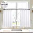 LIMON HOME White Linen Kitchen Curtains 30 inch Length Pinch Pleat Cafe Curtains (24"W x 30"L (Pack of 2))