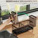 Cisily Brown Sponge Holder for Kitchen Sink, Sink Caddy Organizer with High Brush Holder, Kitchen Countertop Organizers and Storage Essentials, Rustproof 304 Stainless Steel, Soap Dispenser Organize