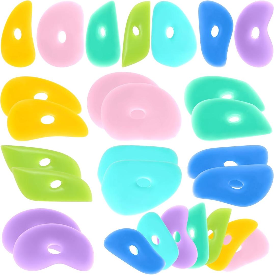 Sherr 21 Pcs Soft Ribs for Pottery Clay Silicone Rib Ceramics Tools Pottery Rubber Clay Ceramic Ribs for DIY Smooths Shapes Sculpting Tools, 7 Styles(Gentle Color,Mixed Style)
