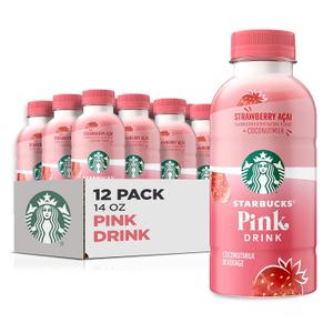 Starbucks Pink Drink, Strawberry Acai with Coconut Milk, 14oz Bottles (12 Pack) (EXP 09/30/26)