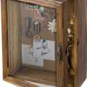 MyGift 11x14 Deep Shadow Box Frame with Cork Board Backing and Acrylic Paneled Cursive Hinged Door, Rustic Burnt Wood Wall Mounted Shadow Box Display Case Cabinet