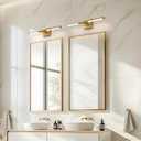 24 Inch Brass Gold LED Bar Bathroom Vanity Light,360 Rotatable Vanity Light Fixtures with Pull Chain Over Mirror,4000K Modern Bathroom Sconces Wall Lighting Picture Light