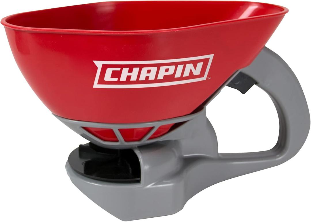 Chapin International 8706A 1.6-Liter Hand Crank Turf Spreader, Poly Scoop with Thumb Control, 1-pack, Red