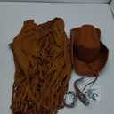 Western Cowgirl Outfit Tassels Fringe Vest Bohemian Turquoise Jewelry Kit Cowboy Hat Bandana for Women Cosplay XL