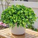 HyeFlora Artificial Plants for Outdoors Outside Spring Summer Decoration, 12 Bundles Faux Eucalyptus Leaves Stems Bulk Fake Greenery Branches Look Real UV Resistant for Home Porch Patio Planter Yard