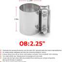 BESULEN 2.25 Inch Exhaust Clamp, 2 PCS Butt Joint Band Clamp Sleeve Coupler, Car Stainless Steel Muffler Band Clamp, Exhaust Pipes Repair Sleeve Connector, Car Exterior Accessories (2.25")