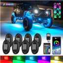 8Pods Segmented RGB LED Rock Lights Kit for Jeep Trucks UTV ATV Golf Cart RZR SXS Off road Four Wheeler with APP/RF Remote, Multi Color Underglow Light Waterproof Music Neon Underbody 12V
