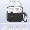 TiMOVO Case for Airpods Pro 3 (2025) with Secure Lock Clip, Automatic Pop-up Full Drop Protective Hard Cover for Apple AirPod Pro 3rd Generation with Climbing Hook & Cleaning Kit, Black