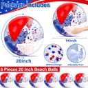 3 Pack 20 Inch Patriotic Inflatable Beach Balls Bulk, 4th of July Confetti Red White and Blue Large Beach Ball for Kids Adults 250th Anniversary Beach & Summer Pool Party Decorations Pool Toys Games