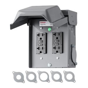 DEWENWILS Outdoor Electrical Outlet Box, Dual 20 AMP WRTR GFCI Receptacles with Rainproof 3R Enclosure, Waterproof GFCI Outlet Box with Cover for Garden, Outdoor Lights, ETL Listed