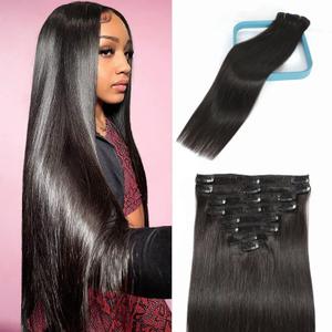 LORIEN Clip in Hair Extensions Real Human Hair, 18 Inch 100g/3.6oz, 1B Natural Black, Clip in 100% Brazilian Remy Human Hair Extensions 8pcs Per Set with 18 Clips Double Weft Natural Black LORIEN Clip in Hair Extensions Real Human Hair, 18 Inch 100g/3.6oz, 1B Natural Black, Clip in 100% Brazilian Remy Human Hair Extensions 8pcs Per Set with 18 Clips Double Weft Natural Black