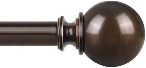 KAMANINA Curtain Rods 32 to 58 Inches (2.6-4.8ft), Antique Bronze Single Curtain Rod for Windows, 7/8 Inch Decorative Drapery Rod with Round Finials