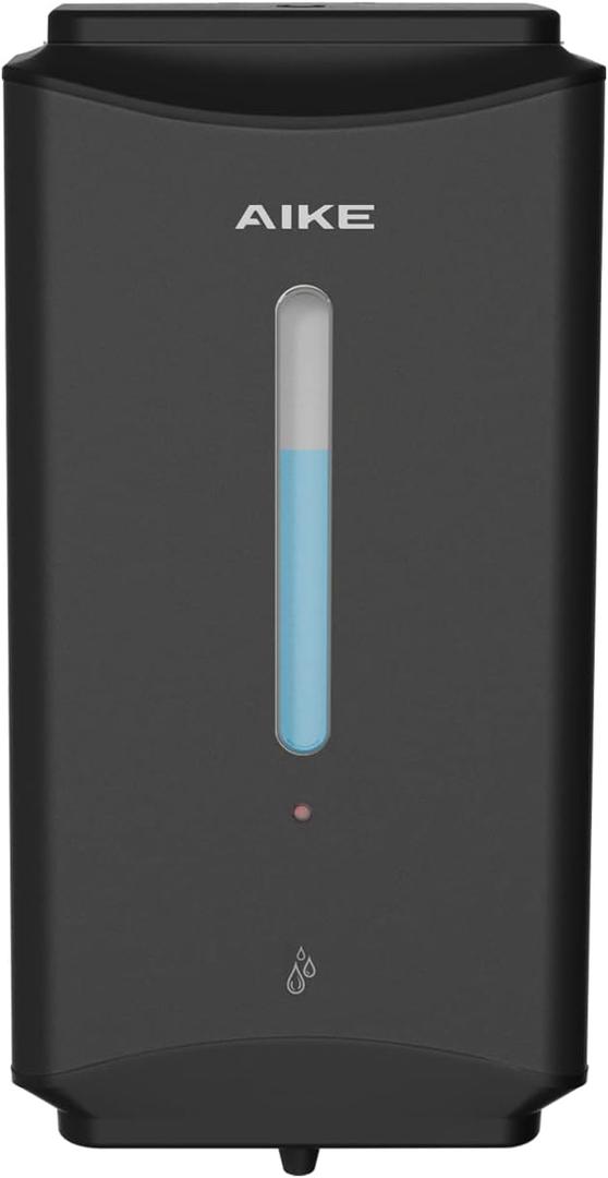AIKE Automatic Soap Dispenser Commercial Wall Mounted Liquid Dispenser Matte Black Finish 1100ml Large Capacity