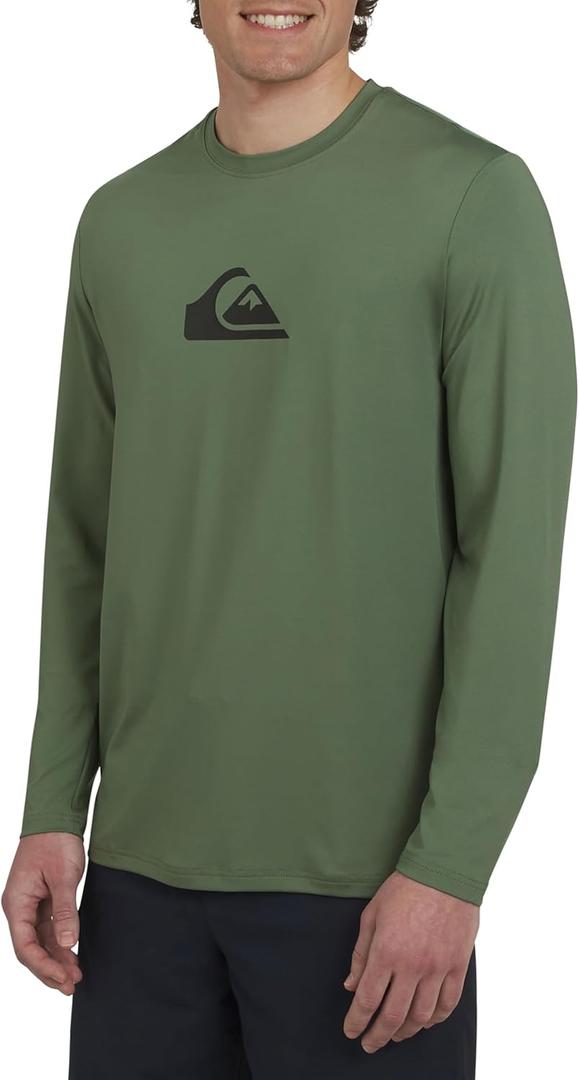 Quiksilver Men's Swimwear Regular Fit UPF 50 Long Sleeve Sun Tee Rash Guard Shirt (XL) (Laurel Wreath)