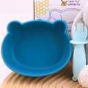 Silicone Bowl Suction with Spoon and Fork for Babies 6 months+ Suction Bowls for Baby Utensils 6-12M+ BLW Baby Essentials Newborn Essentials Must Haves (Aquamarine)