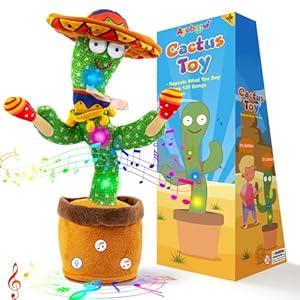 Ayeboovi Dancing Talking Cactus Baby Toy, Stocking Stuffers for Kids, Recording Toy Repeats What You Say, Adjustable Volume Singing Cactus with 120 Songs, Dancing Toy Gifts for Kids Toddlers Girls