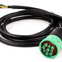 Green Type 2 J1939 Male to Open Pigtail 9pin Cable Truck Diagnostic Scanner Cable