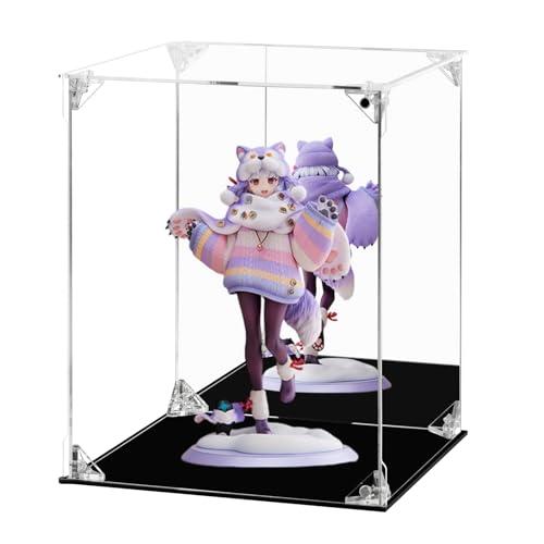 Acrylic Display Case Clear Action Figure Display Case with Mirrored Back, Dustproof Protection Display Box Alternative Glass Case for Collectibles Figures Models Doll Toys (8x8x10 inch, 20x20x25 cm) (FIGURES NOT INCLUDED)