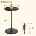 Asgolion Round Side Table, Small Drink Table, Pedestal Martini Stand, Weighted Base Cocktail Table Accent Nightstand for Living Room, Bedroom, Bathroom, Office, Black