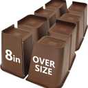 8 Pack Bed Risers 8 inch Heavy Duty Dark Brown, Oversized Furniture Risers, Bed Lifts Risers for Table, Chair, Couch, Desk, Bed Frame Risers Supports Up to 6,500 Lbs