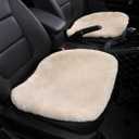 OGLAND Fluffy Genuine Sheepskin Car Seat Cover for Auto Fuzzy Interior Accessories Cushion with Soft Wool Natural Fur Non-Slip (Pearl, Front20*20Inch)