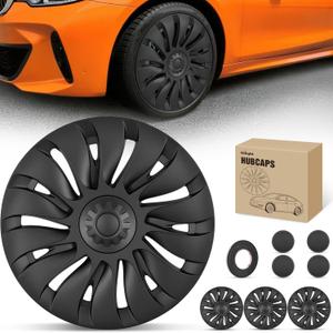 Nilight Wheel Cover Hubcaps 19 Inch for Tesla Model Y Accessories 2021 2022 2023 2024 Tesla Model Y Gemini 19 Inch Hub Caps Set of 4 Rim Protector Wheel Covers Replacement Uberturbine Style Matt Black