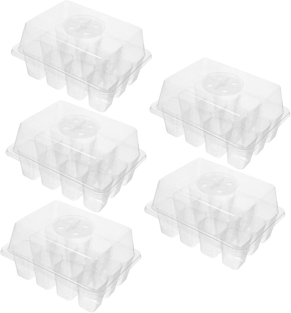 Planting Containers with Germination Tray Seedling Starter Trays for Garden Pot 15 Pack, Transparent