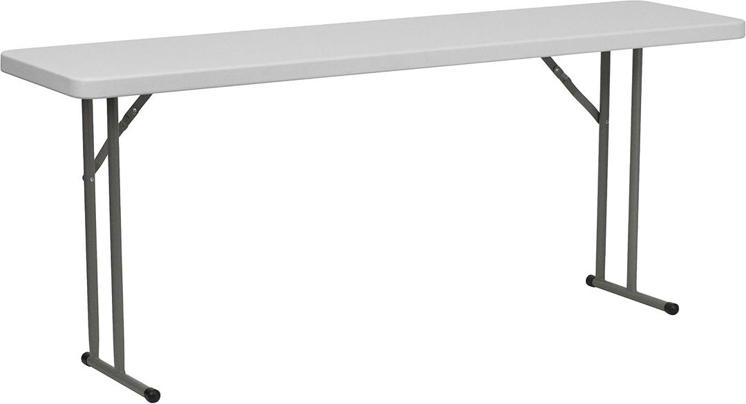 Flash Furniture Elon 6' Plastic Folding Training and Event Table, Rectangular Folding Training Table with 220-lb. Static Weight Capacity, White, 18"w X 72"l