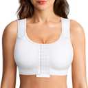 BRABIC Post Surgery Compression Bras for Women Front Closure Mastectomy Bra with Wide Adjustable Straps Wirefree (Large, White)