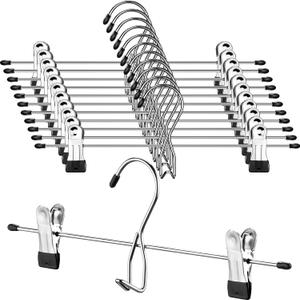 8 Pcs College Dorm Room Supplies Decor Skirt Pants Hangers with Clips Heavy Duty Clip Space Saving Stackable Add on Metal Organization and Storage for Jeans Towels Skirt Trousers Ties Socks