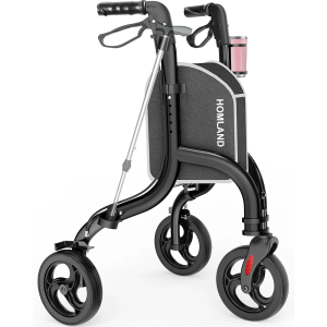 3 Wheel Walkers for Seniors, FSA/HSA Eligible Foldable Wheeled Rollator with Cane Hold and Cup Hold, Lightweight Three Wheel Rolling Walker Height Adjustable for Seniors